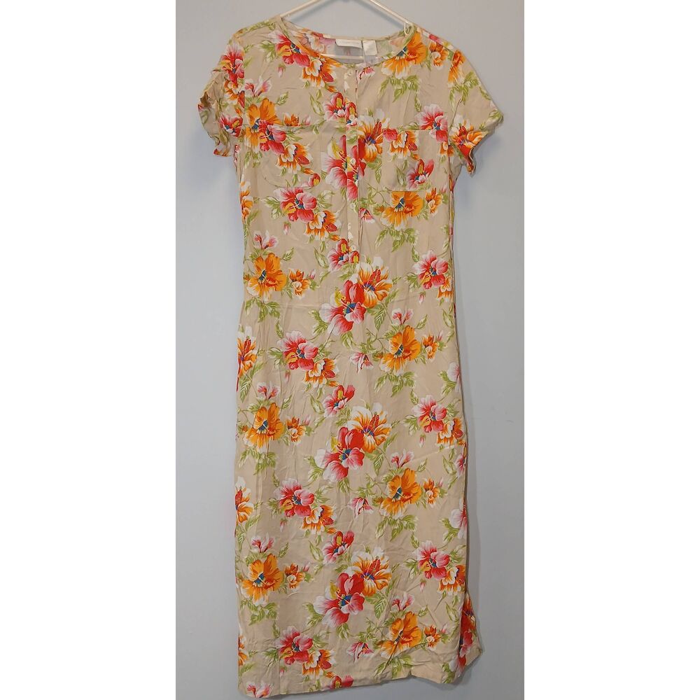 Vtg y2k Liz womens size 12 maxi dress long Hawaiian floral Coastal travel beach